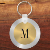 Minimalistisches Gold und Silber-Metallic-Monogram Schlüsselanhänger (Vorderseite)