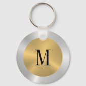 Minimalistisches Gold und Silber-Metallic-Monogram Schlüsselanhänger (Rückseite)