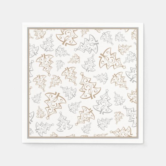 Minimalistisches Gold und Silber Weihnachtsbaummus Serviette (Vorderseite)