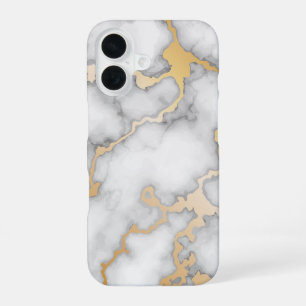 Minimalistisches Gold und weißer Marmor iPhone 16 Hülle