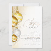 Minimalistisches Gold Weiße Ornamente Weihnachten  Einladung (Vorderseite)