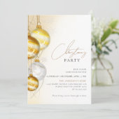 Minimalistisches Gold Weiße Ornamente Weihnachten  Einladung (Stehend Vorderseite)