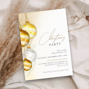 Minimalistisches Gold Weiße Ornamente Weihnachten Einladung