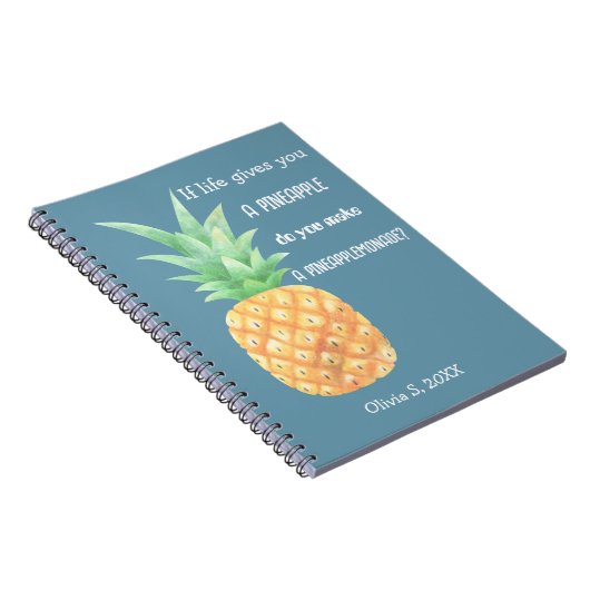 Minimalistisches Goldenes Ananas-Personalisiertes  Notizblock (Rechte Seite)