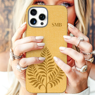 Minimalistisches goldenes botanisches Monogramm iPhone 16 Pro Max Hülle