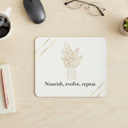 Minimalistisches goldenes botanisches Zitat Mousepad