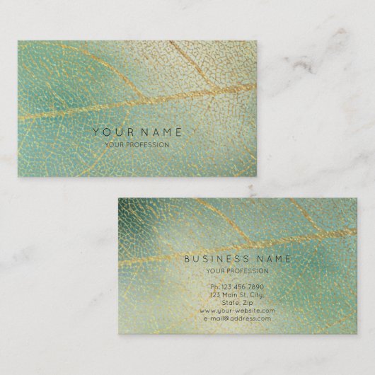 Minimalistisches Goldenes Leaf Mint Vip Schönheit Visitenkarte (Vorne/Hinten)