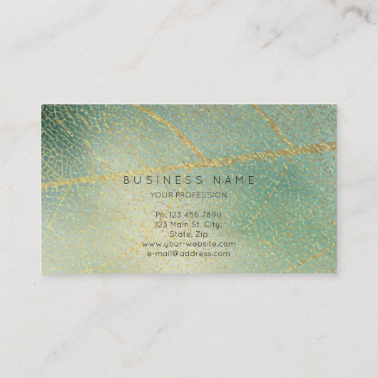 Minimalistisches Goldenes Leaf Mint Vip Schönheit Visitenkarte (Rückseite)
