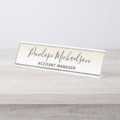 Minimalistisches, goldgelbes Weiß Schreibtischnamensplakette (Vorderseite )