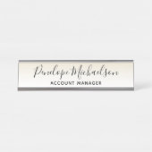 Minimalistisches, goldgelbes Weiß Schreibtischnamensplakette (Vorderseite )