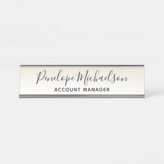 Minimalistisches, goldgelbes Weiß Schreibtischnamensplakette (Vorderseite )
