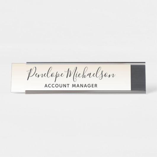 Minimalistisches, goldgelbes Weiß Schreibtischnamensplakette (Vorderseite )