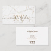 Minimalistisches Goldgold aus weißem Marmor Visitenkarte (Vorne/Hinten)