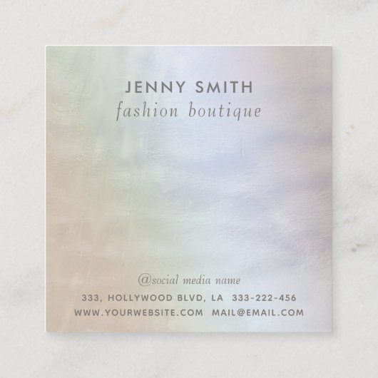 Minimalistisches goldholografisches Sonderzeichen Quadratische Visitenkarte (Rückseite)