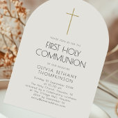 Minimalistisches Goldkreuz Erste Heilige Kommune Einladung