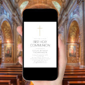 Minimalistisches Goldkreuz Erste Heilige Kommune Einladung