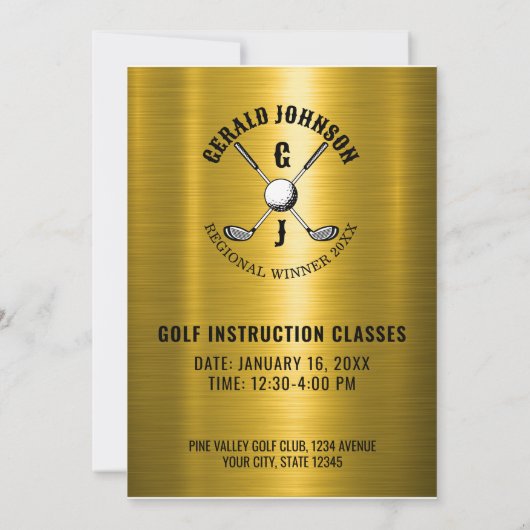 Minimalistisches Golf Monogram Design Einladung (Rückseite)