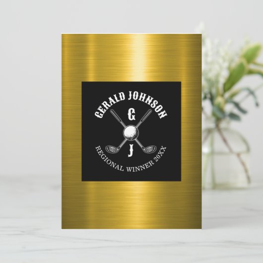 Minimalistisches Golf Monogram Design Einladung (Stehend Vorderseite)