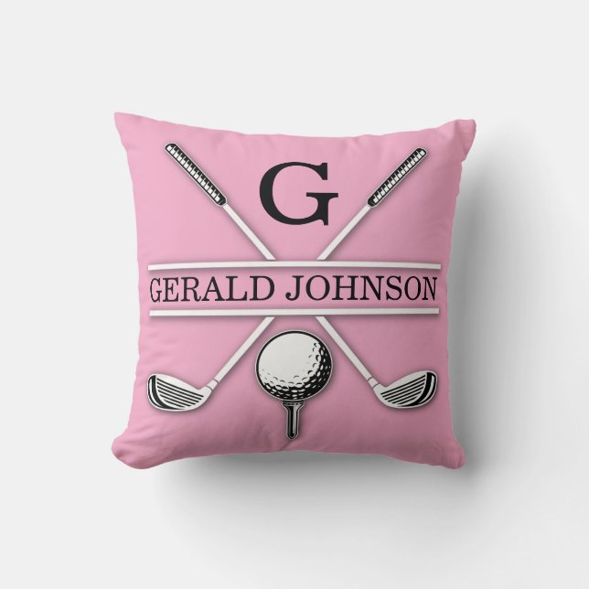 Minimalistisches Golf Monogram Design Rosa Kissen (Vorderseite)
