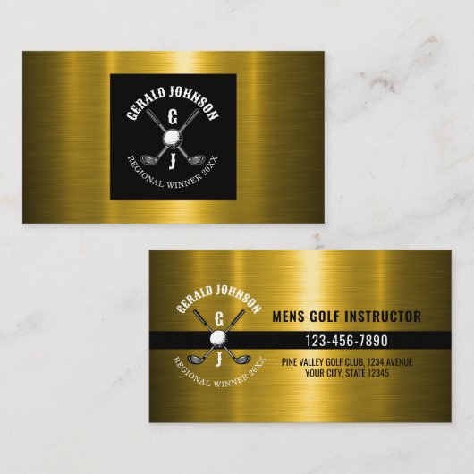 Minimalistisches Golf Monogram Design Visitenkarte (Vorne/Hinten)