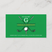 Minimalistisches Golf Monogram Design Visitenkarte (Rückseite)