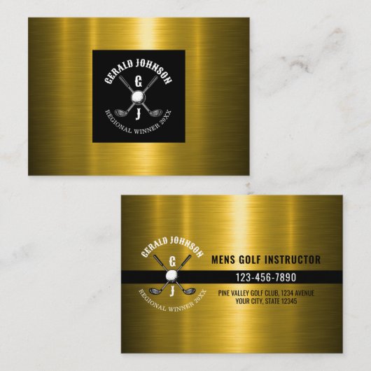 Minimalistisches Golf Monogram Design Visitenkarte (Vorne/Hinten)