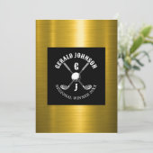 Minimalistisches Golf-Monogramm-Design Einladung (Stehend Vorderseite)