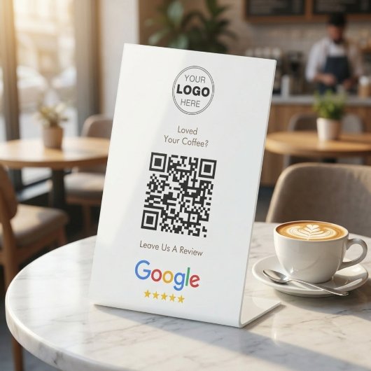 Minimalistisches Google-Review-QR-Code-Geschäftslo Sockelschild
