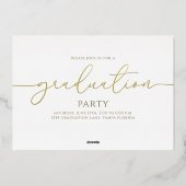 Minimalistisches Graduate-Gold-Script-Collage Folieneinladung (Rückseite)