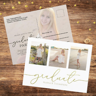 Minimalistisches Graduate Modern Simple Gold Foto Postkarte