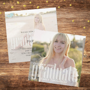 Minimalistisches Graduate Simple Modern Two Foto Einladung