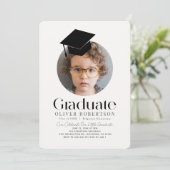 Minimalistisches Graduierungskappen Kids-Foto Einladung (Stehend Vorderseite)