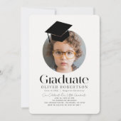 Minimalistisches Graduierungskappen Kids-Foto Einladung (Vorderseite)