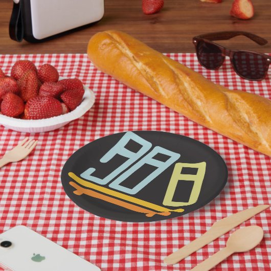 Minimalistisches grafisches Symbol der virtuellen Pappteller (Picknick)