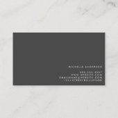 Minimalistisches Grau Weiß mit kursivem Text Visitenkarte (Rückseite)