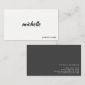 Minimalistisches Grau Weiß mit kursivem Text Visitenkarte (Vorne/Hinten)