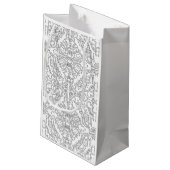 Minimalistisches graues Blumenmuster Kleine Geschenktüte (Rückseite Schrägansicht)