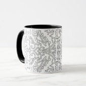 Minimalistisches graues Blumenmuster Tasse (Vorderseite Links)