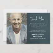 Minimalistisches Graues Foto Dankeskarte (Vorderseite)