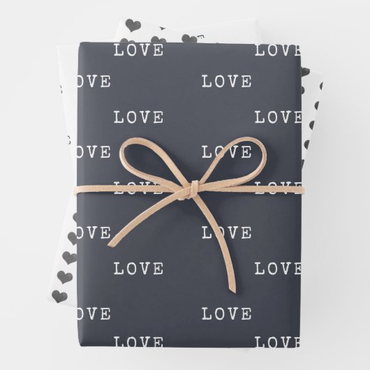 Minimalistisches graues Herz Moderne Liebe Valenti Geschenkpapier Set (Beispiel)