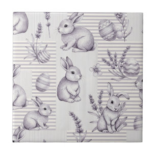 Minimalistisches graues Kaninchen-Oster-Ei-Streife Fliese