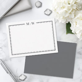 Minimalistisches graues Monogramm mit zwei Rändern Mitteilungskarte