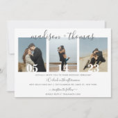 Minimalistisches Graues Skript mit Foto Collage Ho Einladung (Vorderseite)