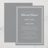 Minimalistisches Grauweißes Hochzeitessen Probe Einladung (Vorne/Hinten)