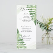 Minimalistisches Green Fern Wedding Menu Menükarte (Stehend Vorderseite)
