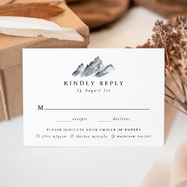 Minimalistisches Grey Mountain Wedding RSVP Wahlme Begleitkarte