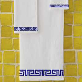 Minimalistisches griechisches Muster anpassbar VI Badhandtuch Set