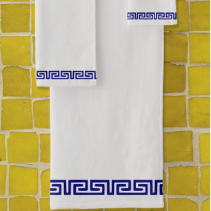 Minimalistisches griechisches Muster anpassbar VI Badhandtuch Set