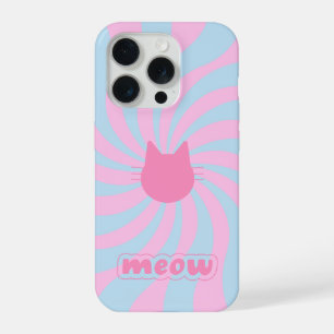 Minimalistisches Groovy Retro Meow Design iPhone 15 Pro Hülle