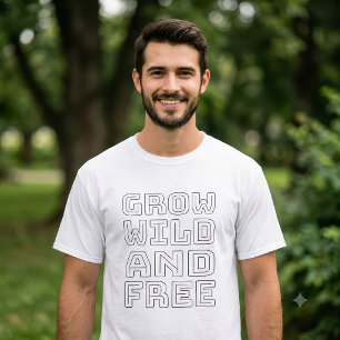 Minimalistisches Grow Wild Free Retro-Umrissdesign T-Shirt